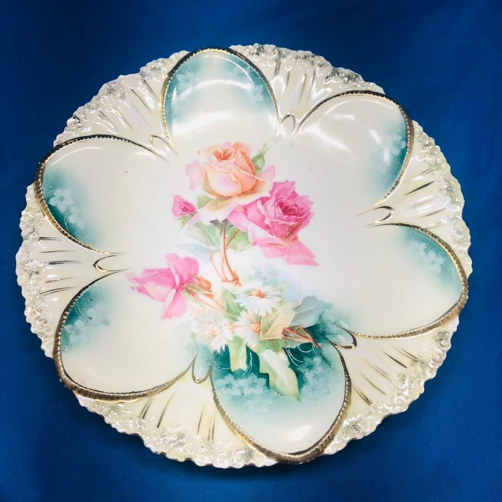 rs prussia roses daisies collectible plate